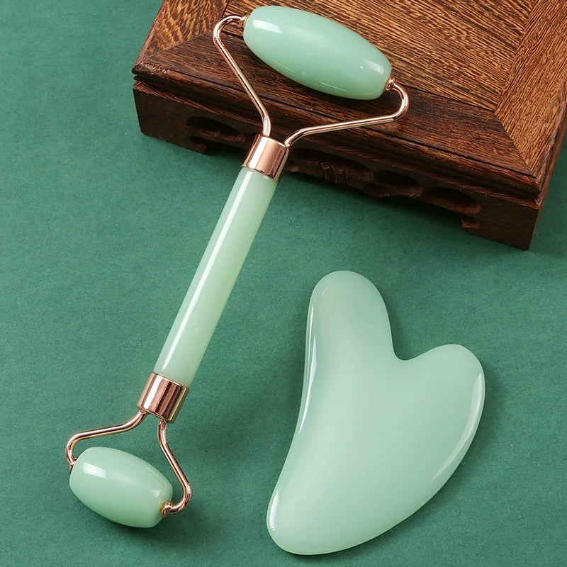 Set Gua Sha & Rouleau Quartz Rose – Massage Visage Anti-Âge