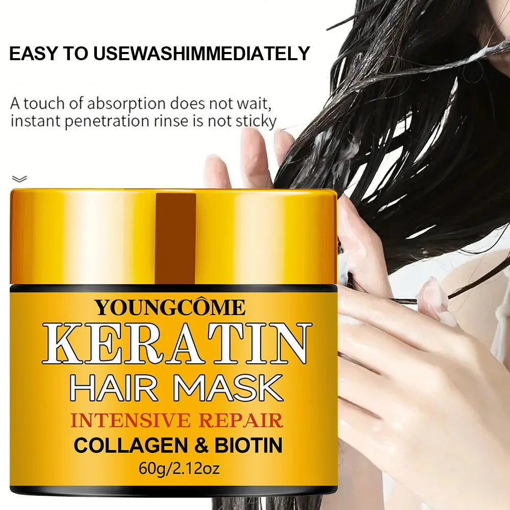 Masque Capillaire Réparateur Kératine & Collagène – Cheveux Secs & Abîmés