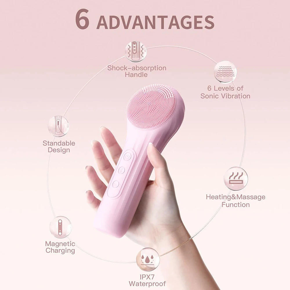 Brosse Nettoyante Visage Électrique Silicone – Nettoyage Sonique