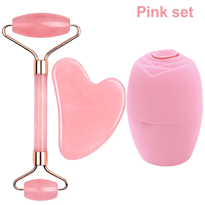 Set Gua Sha & Rouleau Quartz Rose – Massage Visage Anti-Âge