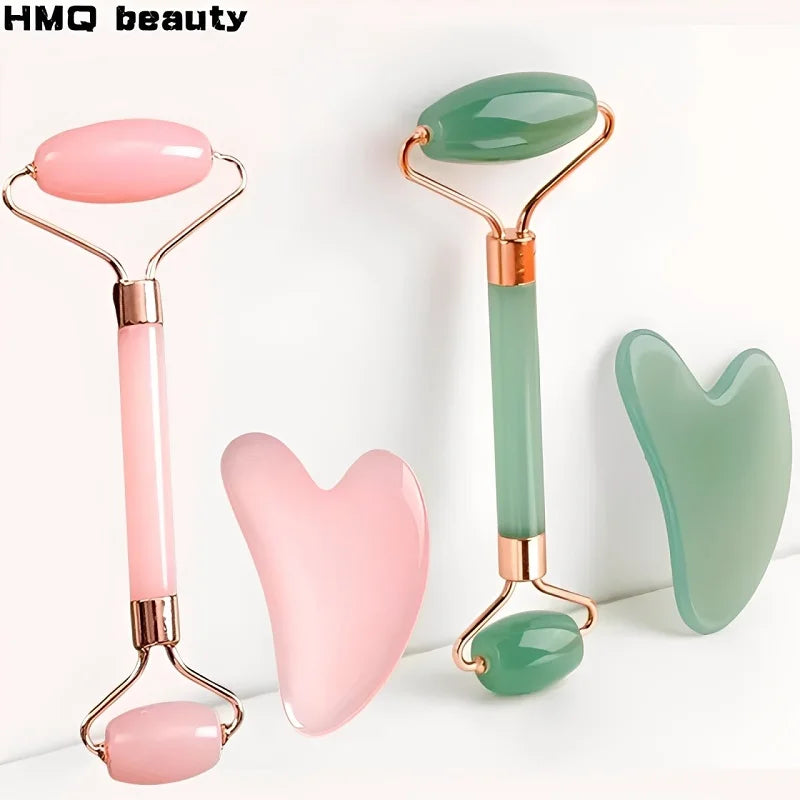 Set Gua Sha & Rouleau Quartz Rose – Massage Visage Anti-Âge