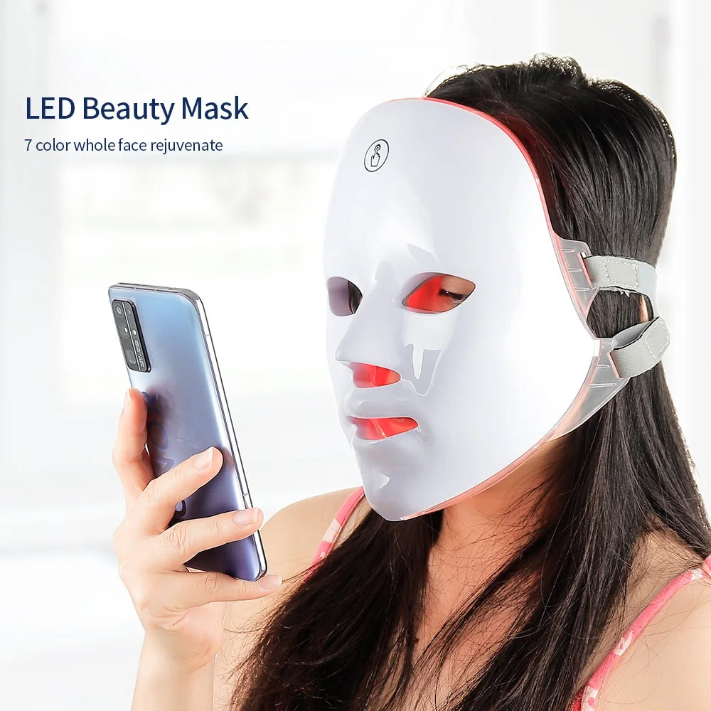 Masque LED Visage 7 Couleurs – Rajeunissement & Anti-Rides