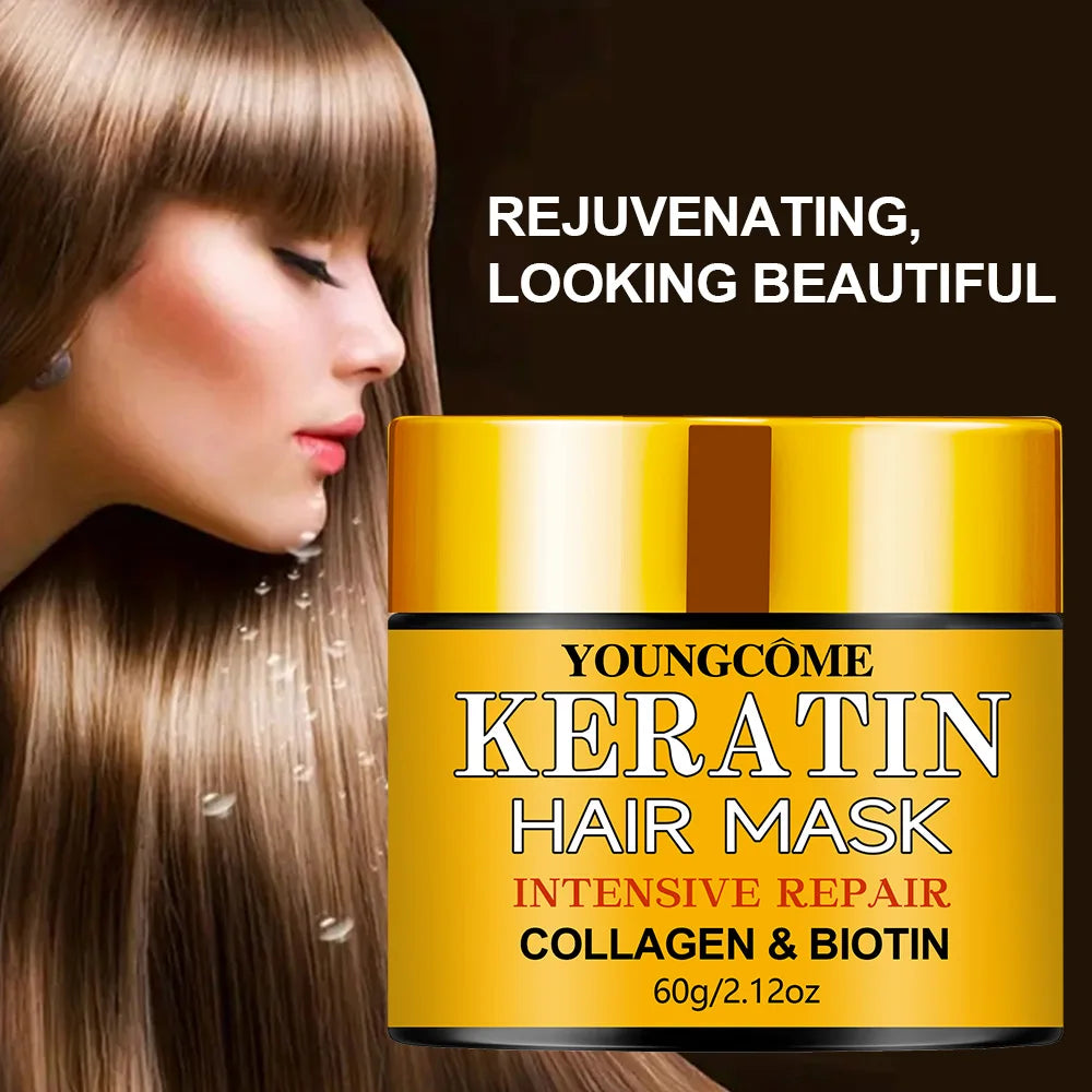 Masque Capillaire Réparateur Kératine & Collagène – Cheveux Secs & Abîmés