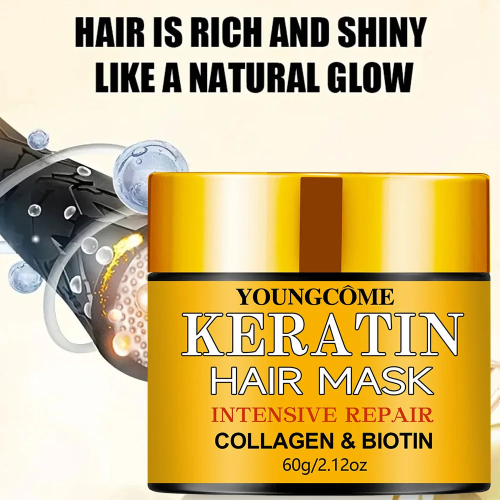 Masque Capillaire Réparateur Kératine & Collagène – Cheveux Secs & Abîmés