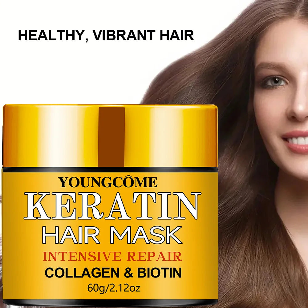 Masque Capillaire Réparateur Kératine & Collagène – Cheveux Secs & Abîmés